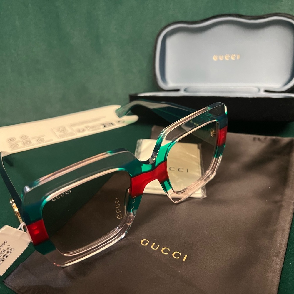 NWT GUCCI 54MM Green Gradient Square Sunglasses